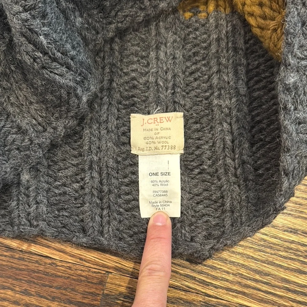 Cozy Mustard and Gray Infinite Scarf - Picture 2 of 3